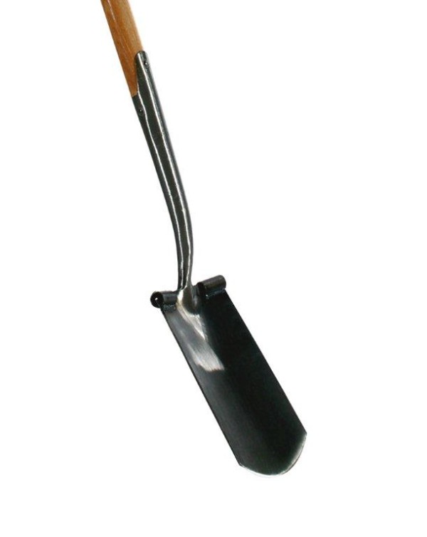 Spade met hals gesmeed blank gepolijst + opstapje en glasfibersteel